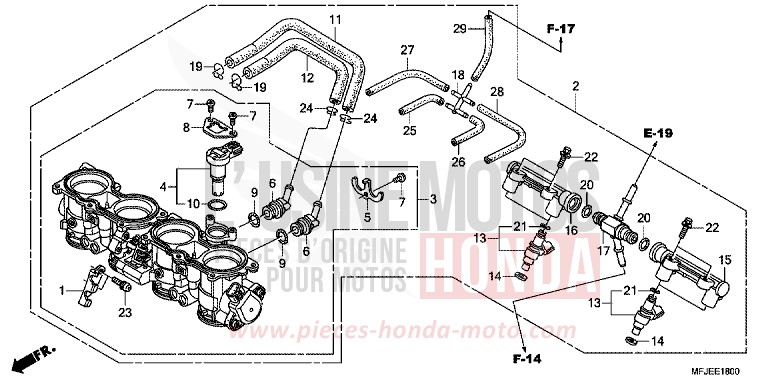 DROSSELKLAPPENGEHAEUSE von CBR600RR ABS VICTORY RED (R334) von 2012